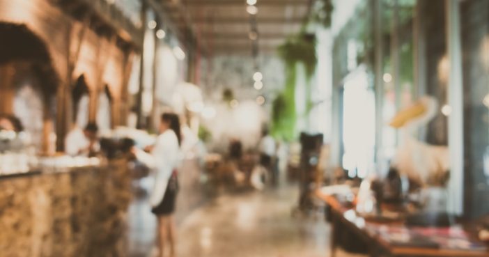 Abstract blur and defocused restaurant and coffee shop cafe interior
